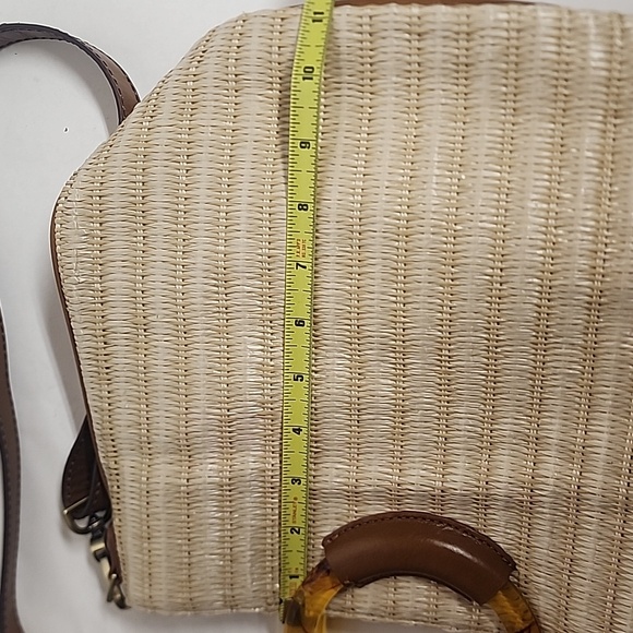 Hobo Tan & Brown Sheila Crossbody Bucket Bag Natural Woven Raffia & Leatjer - Picture 9 of 10